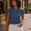 camiseta básica de algodón mujer