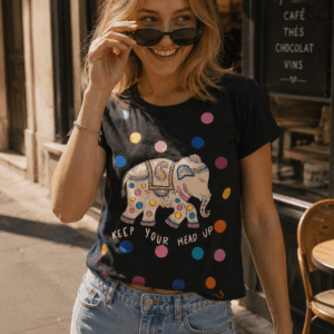 camiseta boho elefante lunares