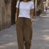 pantalón palazzo con lazo